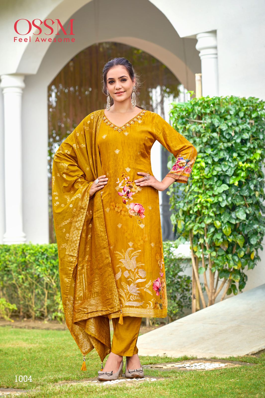 Mandira By Ossm Jacquard Digital Printed Kurti With Bottom Dupatta Wholesale Price In Surat
